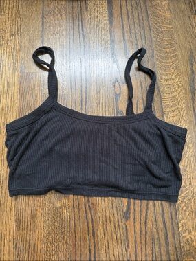 Black Ribbed Bralette Top